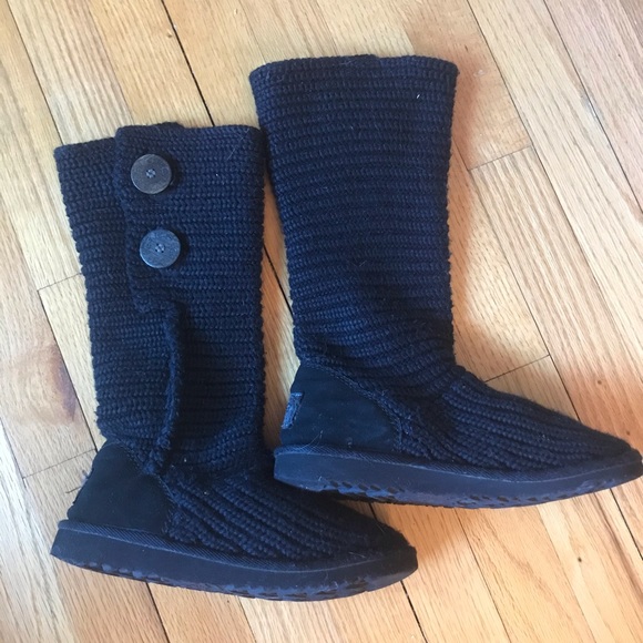 UGG Other - UGG Classic Cardy Knit Crochet Black Tall Boots